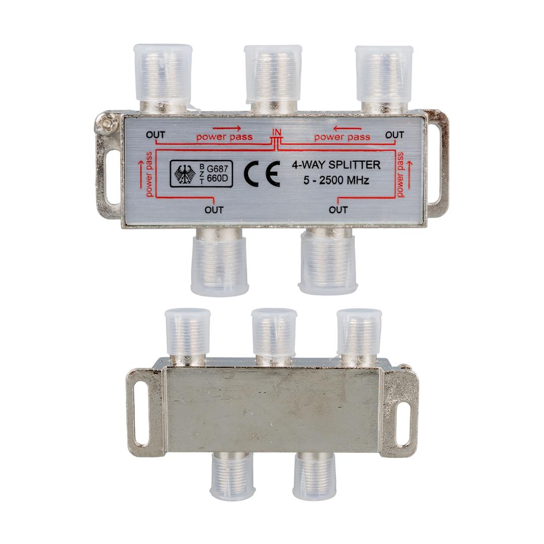 Herz 1/4 Uydu Anten Bölücü Splitter (5-2500 MHz) Powerpass