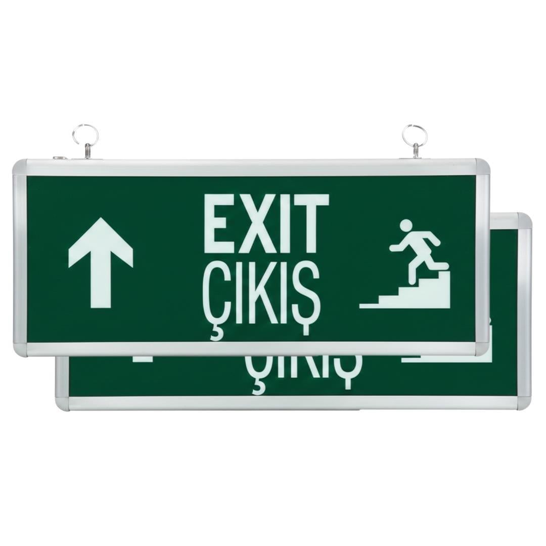 Horoz Robson HL330 3 Watt 160 Lümen Şarjlı Acil Çıkış Yukarı Merdiven EXIT Levhası Özellikleri (2li Paket)