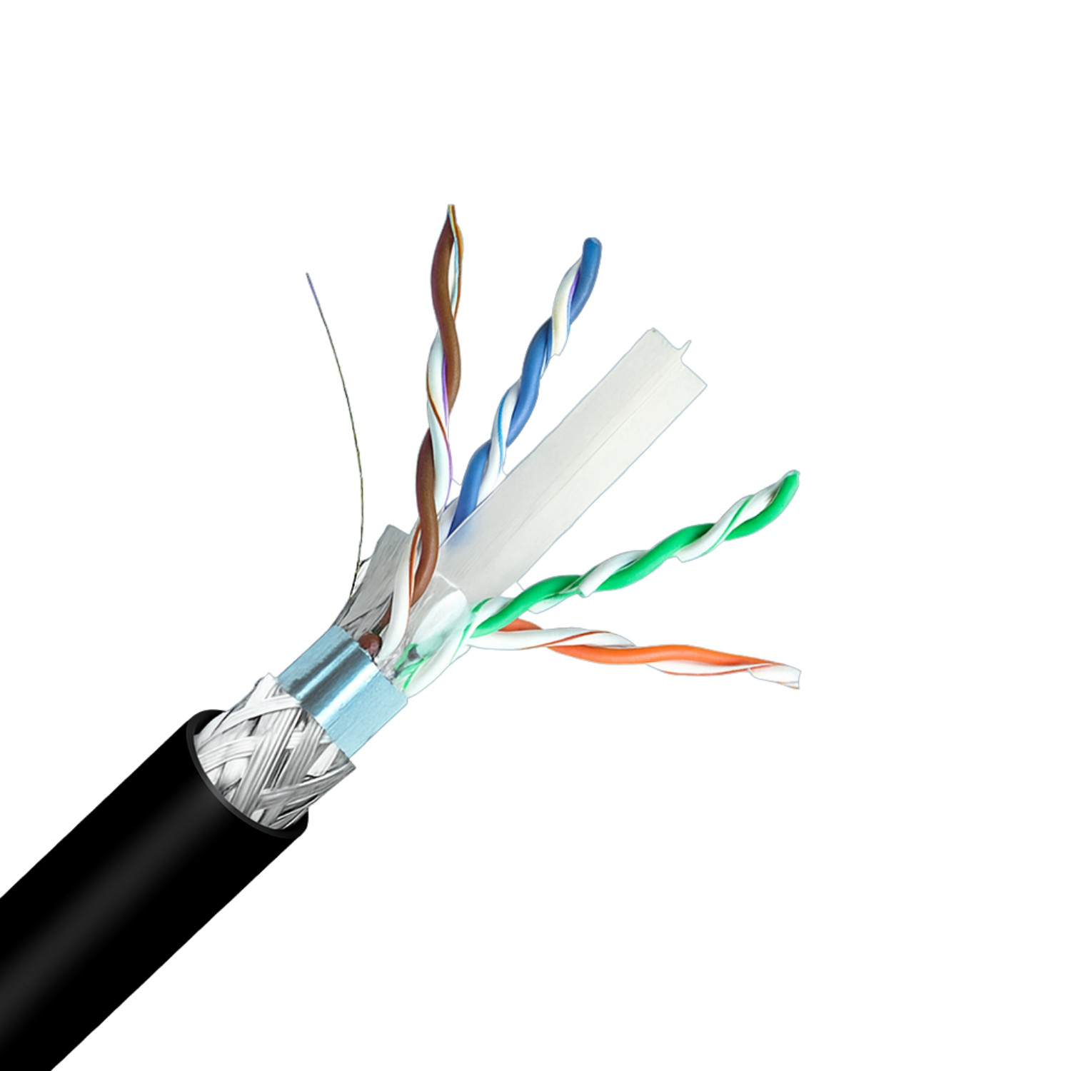 INCA 500metre CAT6 S/FTP 23AWG Siyah Makara Outdoor Makaralı LSZH Kablo 0.50mm ICAT6-500AG