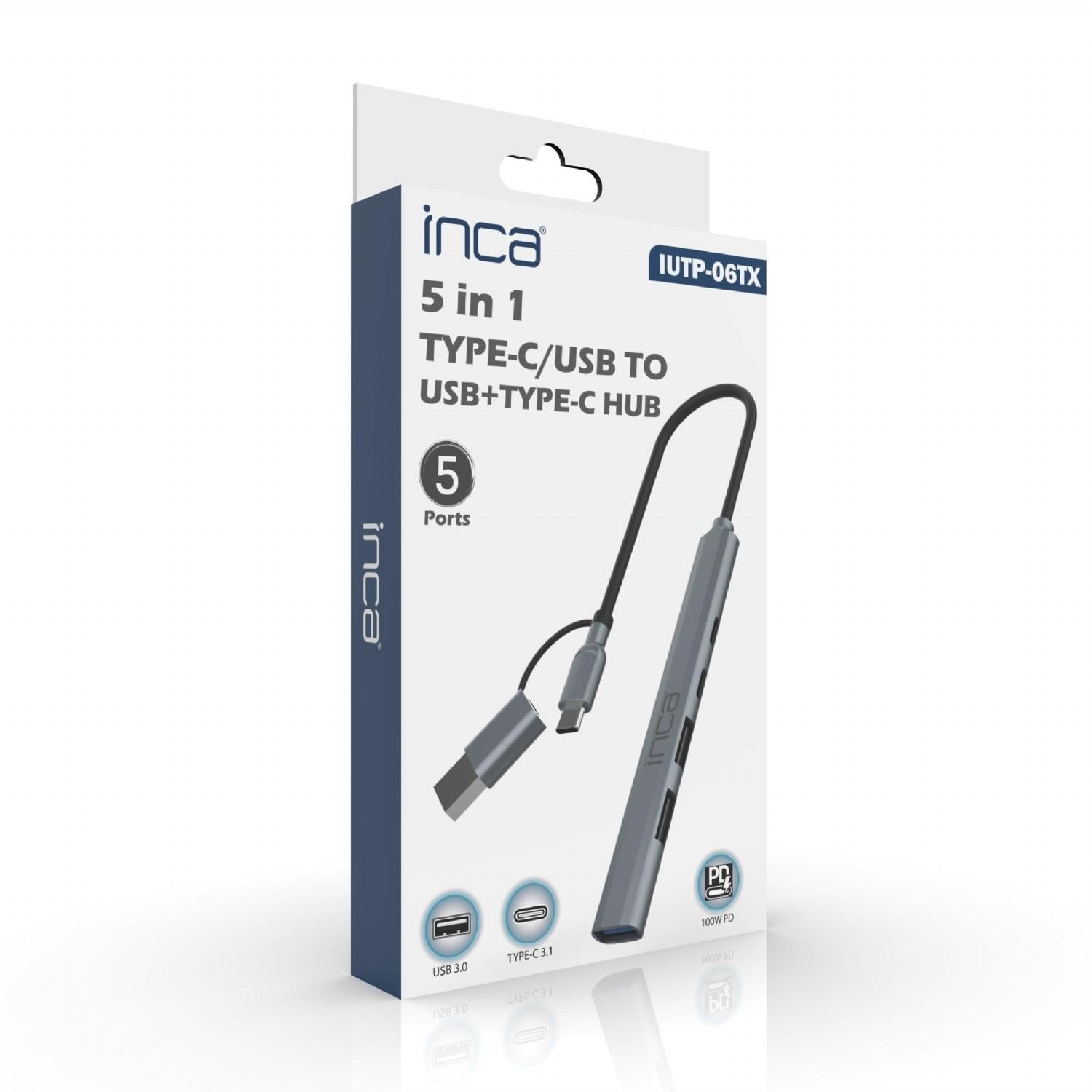 INCA IUTP-06T USB 3.0 & Type-C 3.1 1 X USB 3.0 +2 X USB+Type-c PD100W 2.0 Aluminyum Kasa