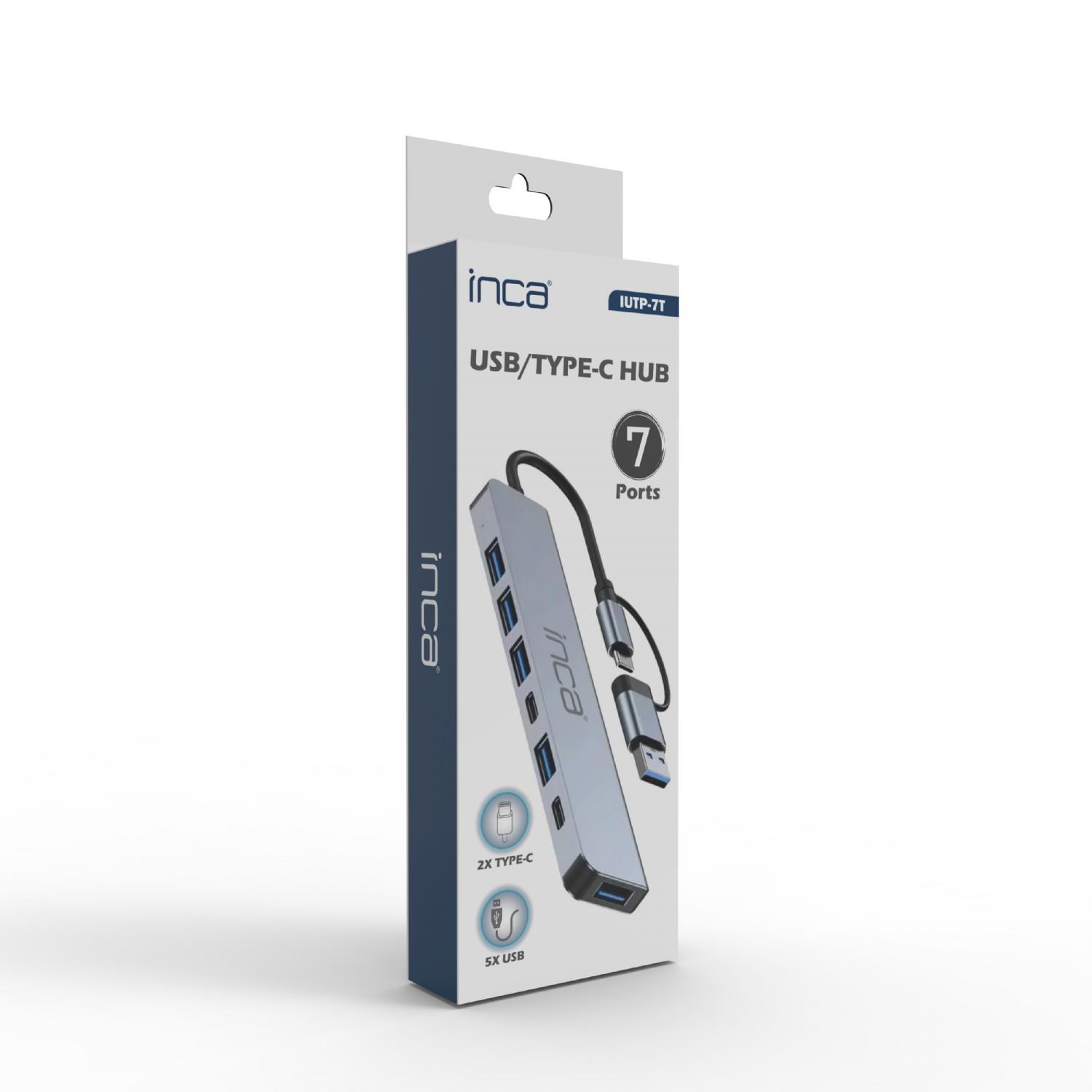 INCA IUTP-7T 7 Port X5 USB 3.0 + 2 Type-C Aluminyum Çoklayıcı