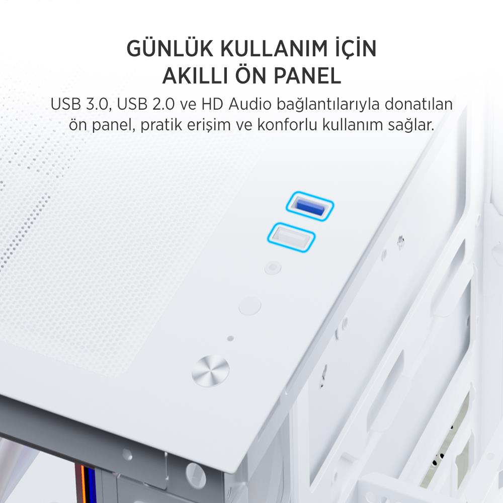 JAMES DONKEY STARK S801 7X ARGB 650W GAMING CASE WHITE