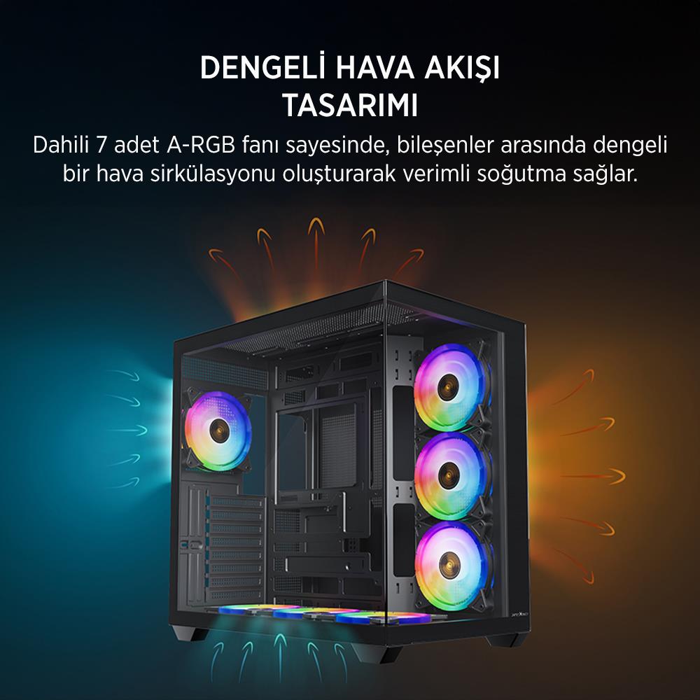 JAMES DONKEY STARK S801 7X ARGB 650W GAMING CASE BLACK