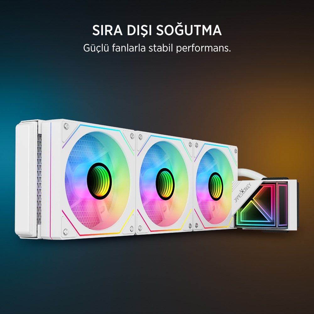 James Donkey Lugis JDC360 ARGB 360mm Beyaz Sıvı İşlemci Soğutucu AM5 ve LGA1700 Uyumlu