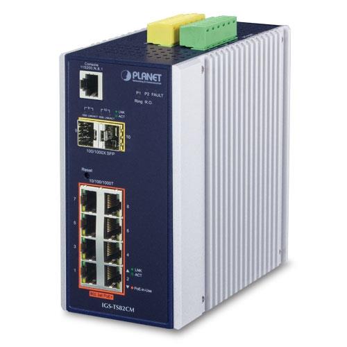 L2+ Endüstriyel Yönetilebilir Switch (L2+ Industrial Managed Ethernet Switch)<br>
8-Port 10/100/1000T 802.3at/af PoE+ Injector (Port başına 30.8 watt) (PoE Güç Bütçesi maks. 240 watt)<br>
2-Port 100/1000X SFP (Port-9 ve Port-10)<br>
Kons