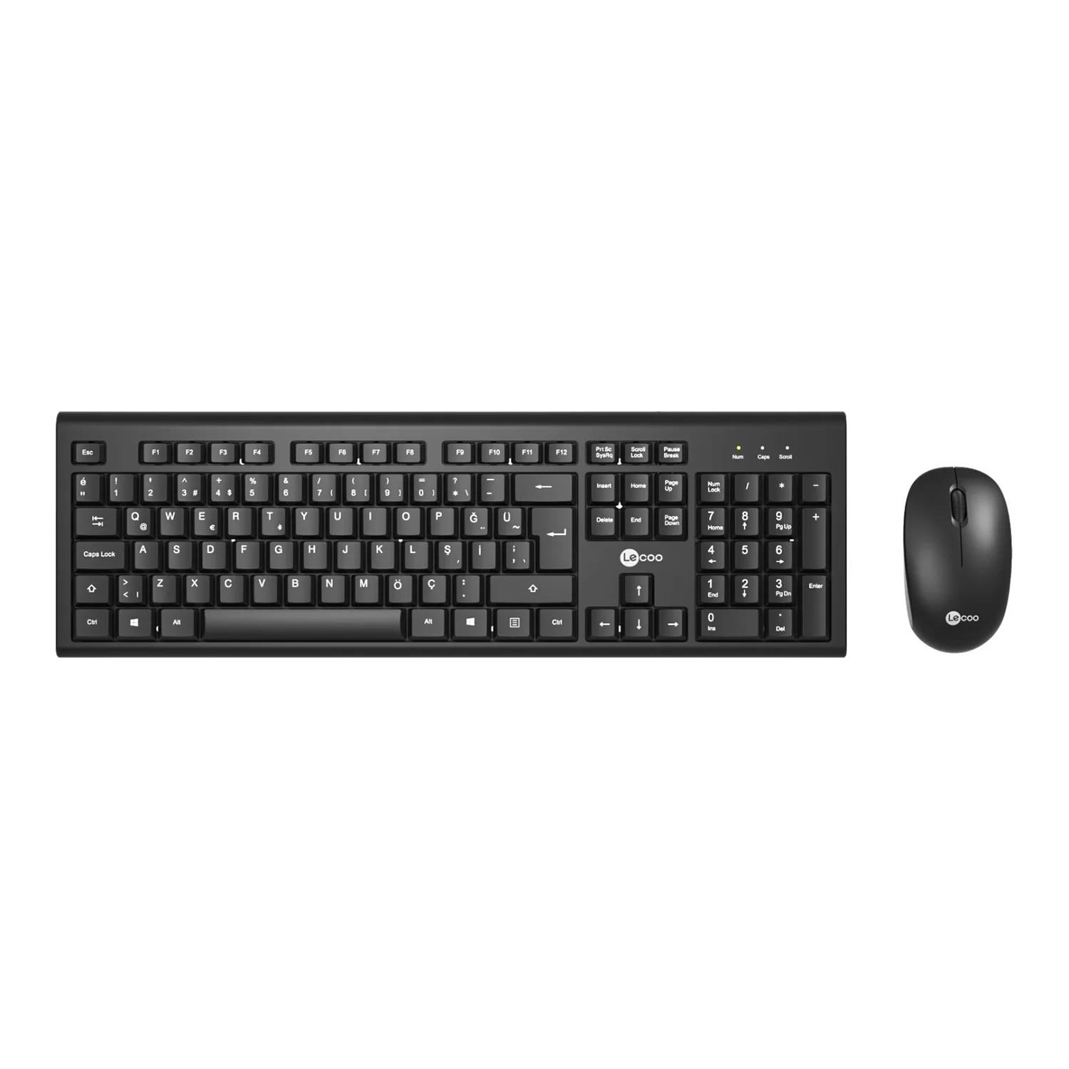LECOO KW200 Q Türkçe Kablosuz Siyah Klavye + Mouse Seti