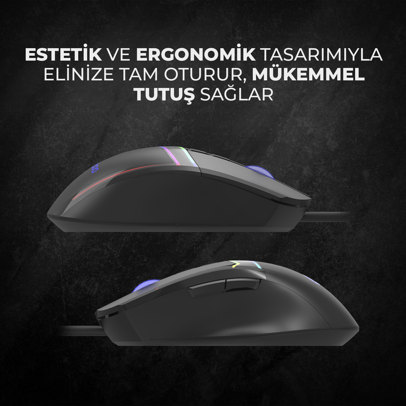 LECOO MS106 Kablolu USB RGB 3200dpi Siyah Gaming Mouse