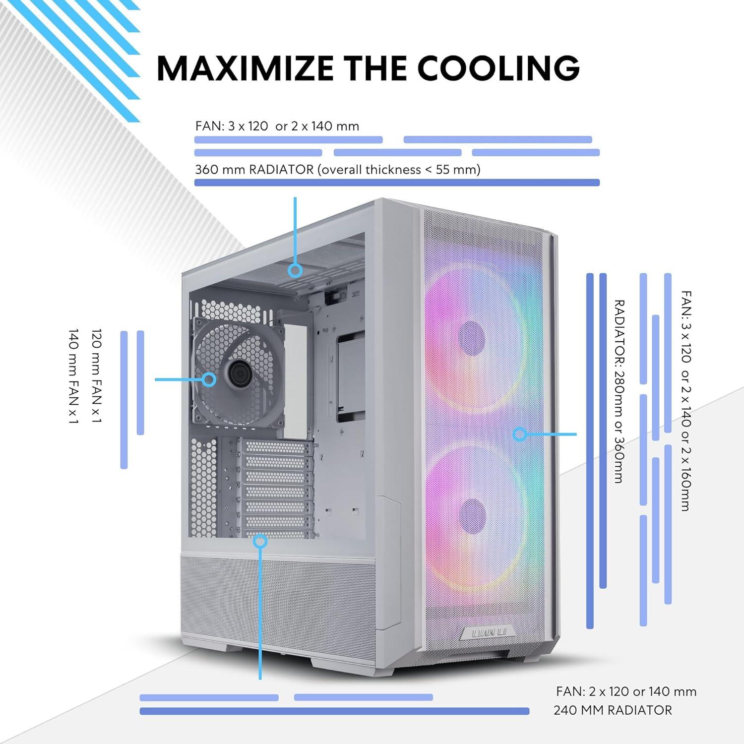 LIAN LI LANCOOL 216 MESH ARGB 3x FAN MID-TOWER BEYAZ E-ATX KASA G99.LAN216RW.00