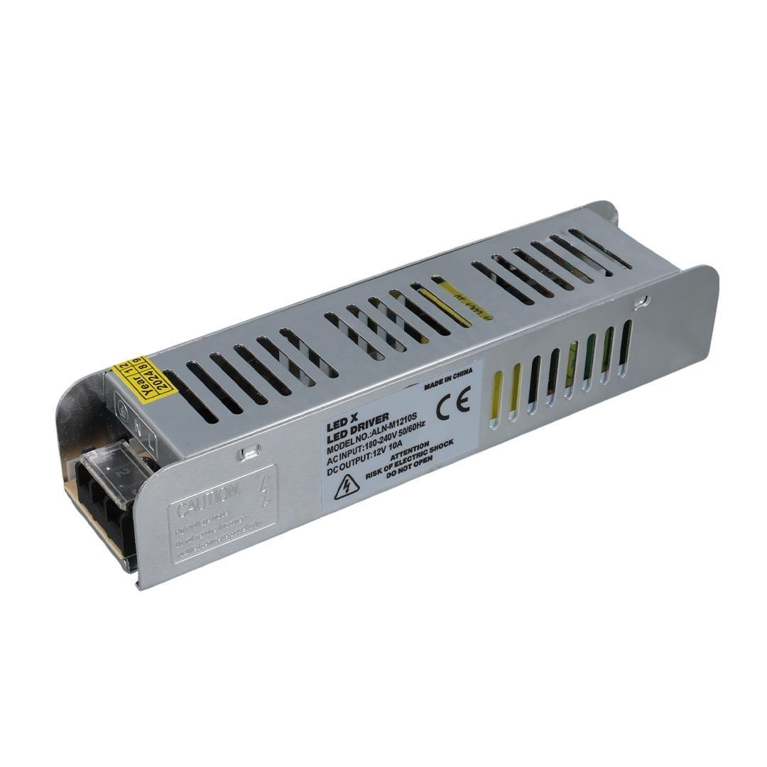 Ledx ALN-M1210S 12 Volt 10 Amper 120 Watt Slim Metal Kasa Adaptör 190x48x38mm