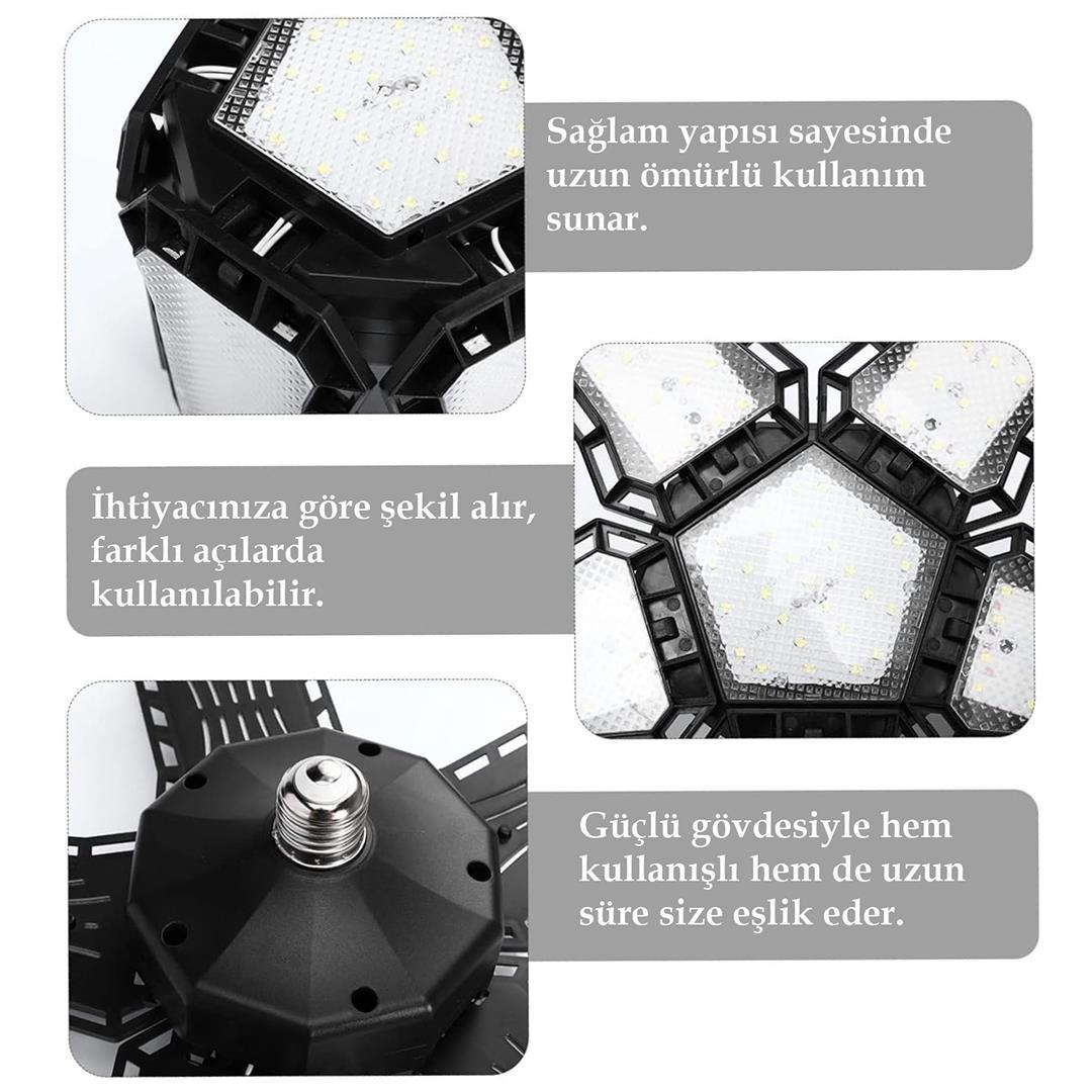 Ledx Ayarlanabilir Açılı 4 Kanatlı 108 Smd Ledli Galaxy Projektör Işığı 50W 5500 Lumen E27 32cm Çap