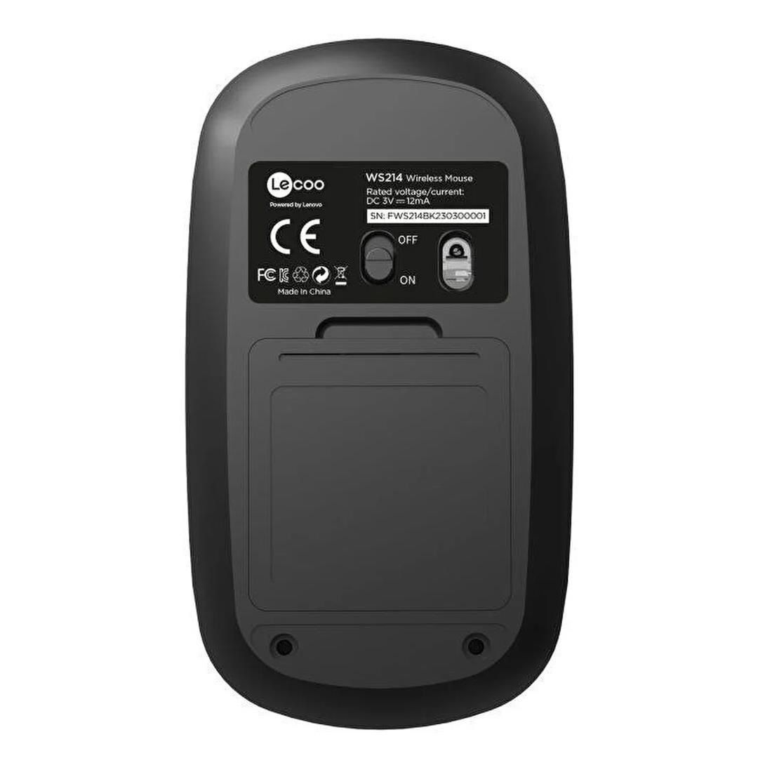 Lenovo Lecoo WS214 2.4GHz Kablosuz 1200DPI Siyah Optik Mouse