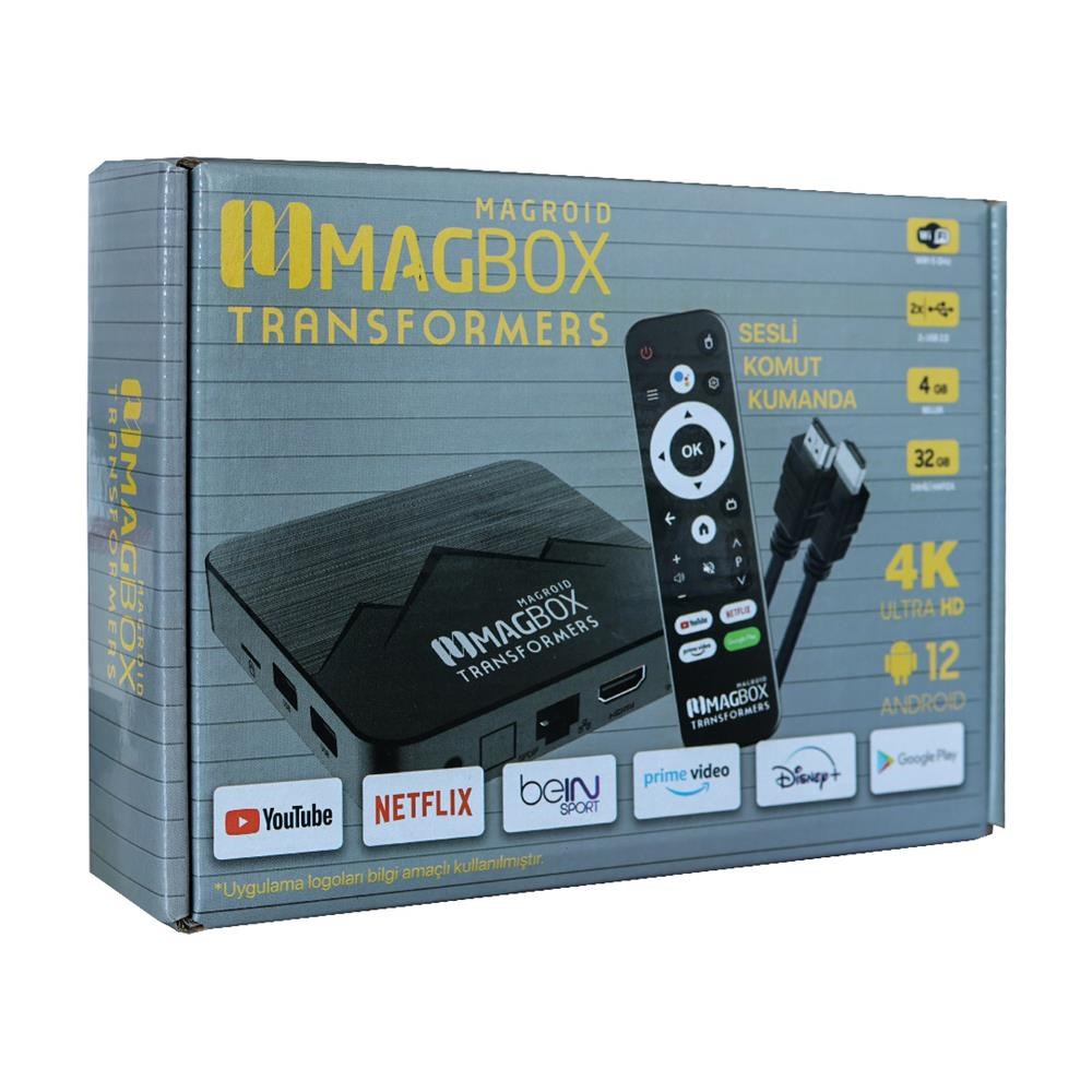 MAGBOX MAGROID TRANSFORMERS 32 GB HDD 4 GB RAM BLUETOOTH 5G SES KOMUT KUMANDALI DAHİLİ WİFİ ANDROID TV BOX 26746