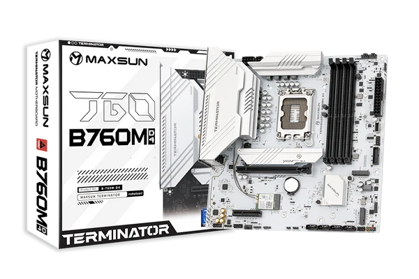 MAXUN TERMINATOR B760M-D4-ICE DDR4 HDMI-DP PCIE 5.0 1700p mATX BEYAZ
