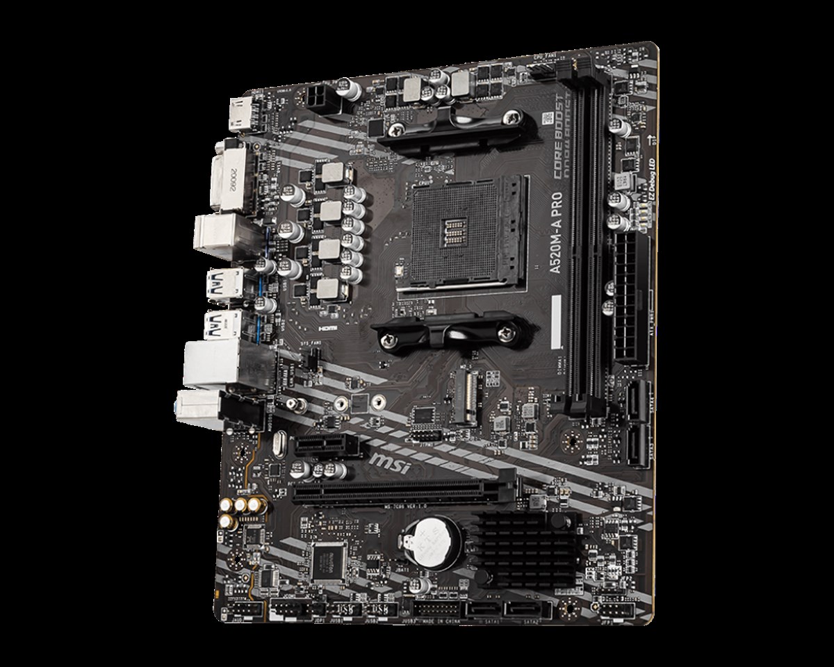 MSI A520M-A PRO DDR4 4600MHZ 1XHDMI 1XDVI 1XM.2 USB 3.2 MATX AM4 (AMD AM4 5000/4000/3000 SERİLERİ İLE UYUMLU)