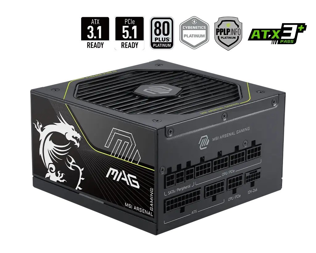 MSI MAG A1200PLS PCIE5 1200W 80+ Platinum Power