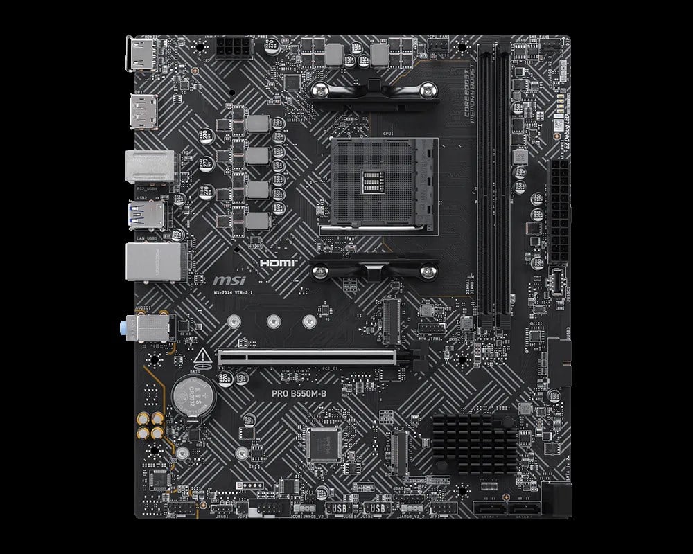 MSI PRO B550M-B AM4 DDR4 4600(OC) HDMI DP 2x M.2 USB 5Gbps mATX