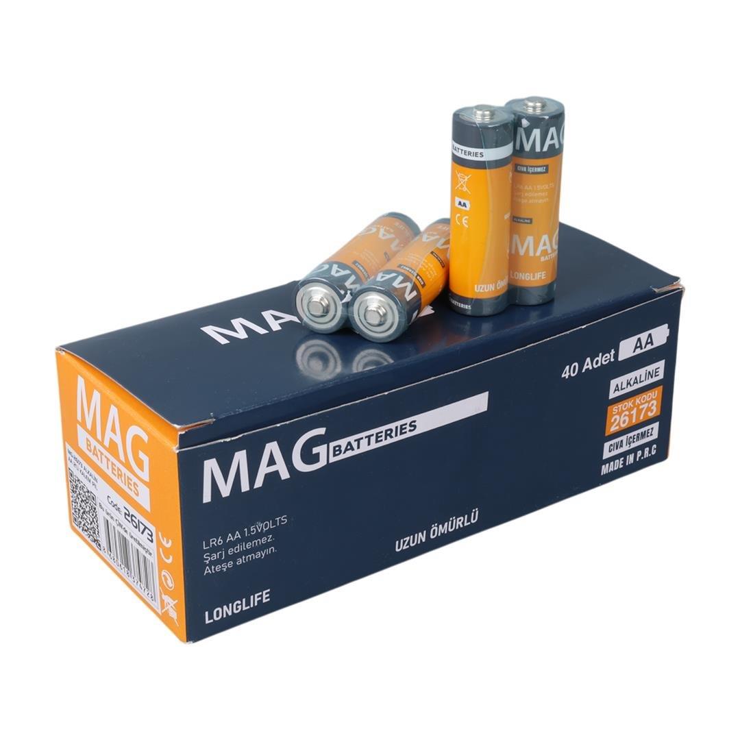 Mag Batteries MG-26173 Alkalin AA 40lı Paket Kalem Pil (AA,LR6, AM-3)