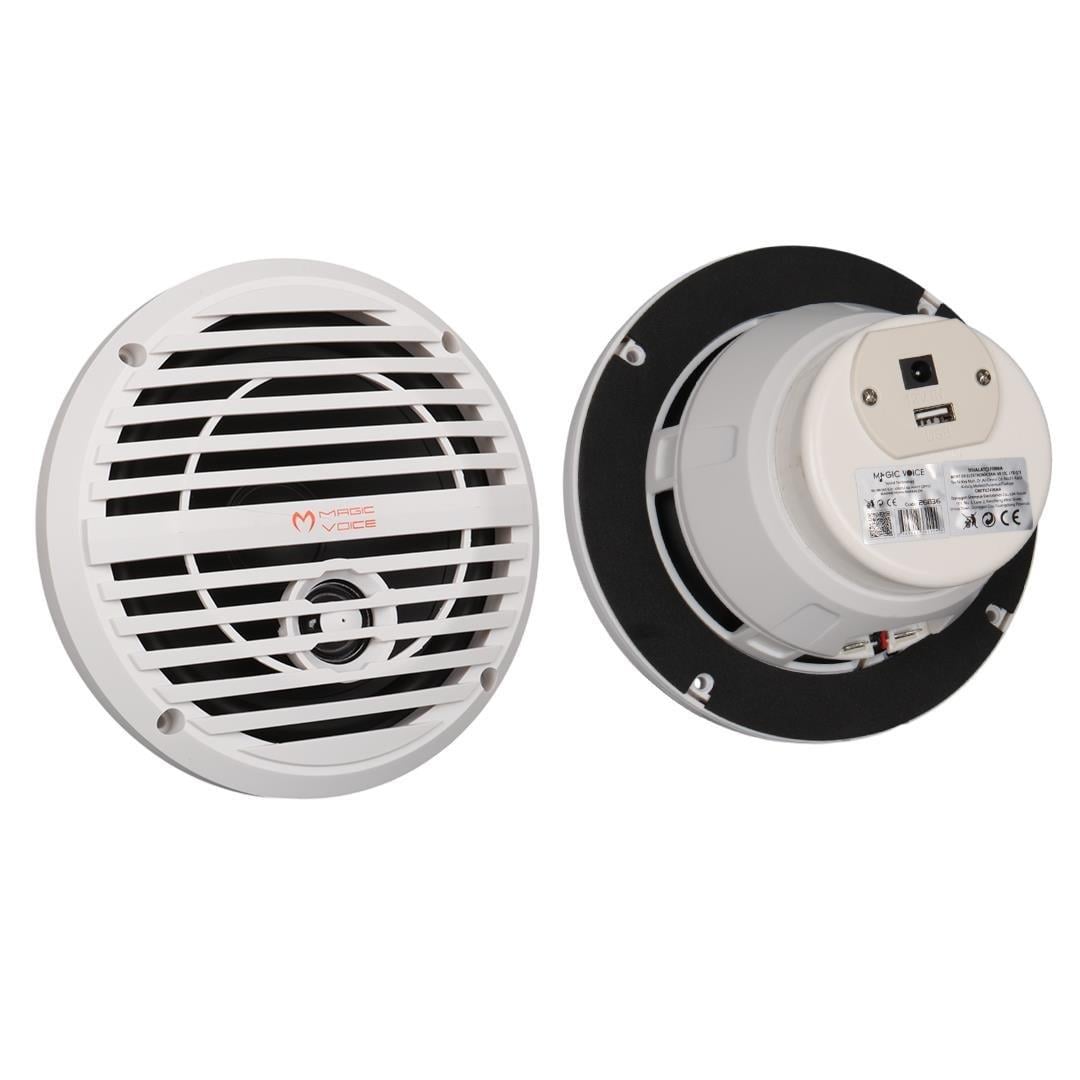 Magicvoice 65-2BQ5S Beyaz 6.5 16 Cm Usbli 60 Watt Marine Alçıpan 2li Hoparlör