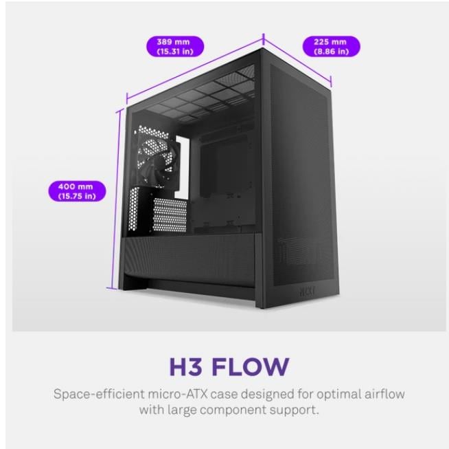 NZXT CC-H31FB-01 H 3 Flow Powersız Siyah Micro ATX