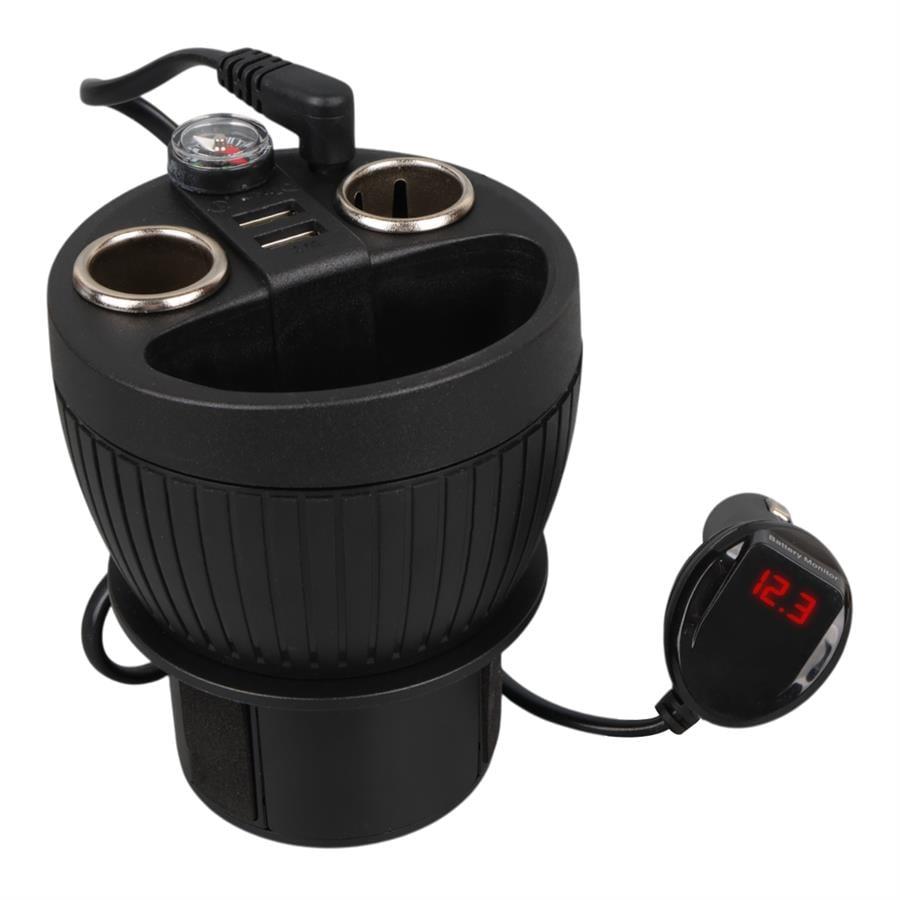 Olesson 1640 12-24V Çift USB Girişli 120W 80cm Kablolu Dijital Voltaj Ekranlı 2li Araç Çakmak Çoklayıcı