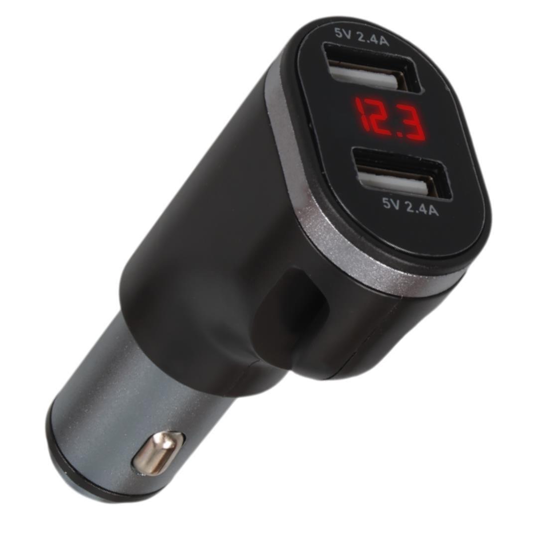 Olesson 1648 12-24V Çift USB Girişli 5V-2.4A Dijital Voltaj Ekranlı Araç Çakmaklık Şarj Aleti