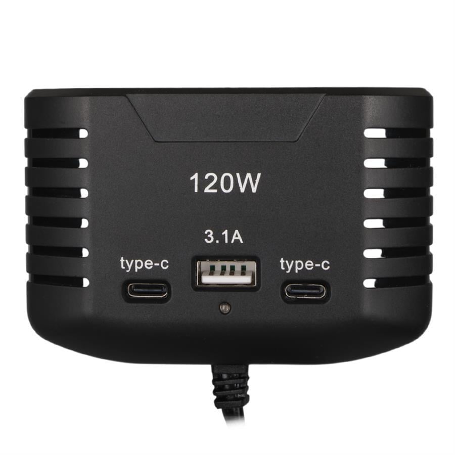 Olesson 2012 12-24V Çift TYPE-C - Tek USB Girişli 120W 80cm Kablolu 3LÜ Araç Çakmak Çoklayıcı