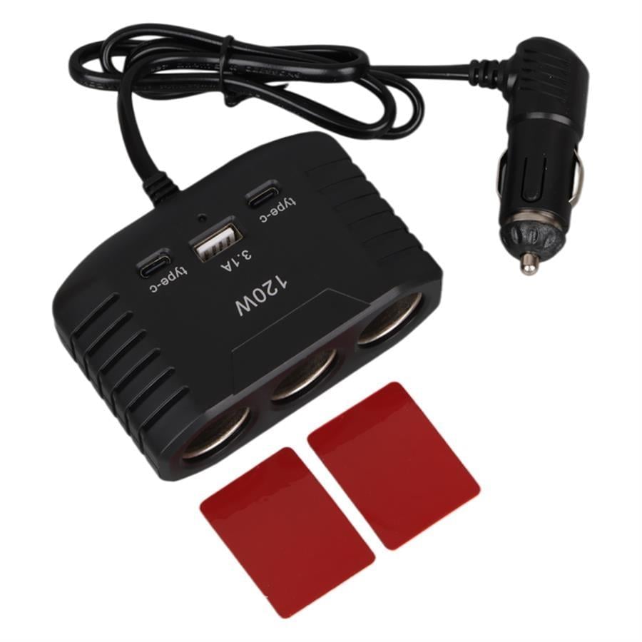 Olesson 2012 12-24V Çift TYPE-C - Tek USB Girişli 120W 80cm Kablolu 3LÜ Araç Çakmak Çoklayıcı