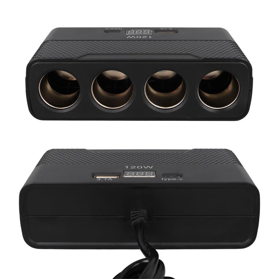 Olesson 2014 12-24V Type-C + USB-A Girişli 120W 80cm Kablolu 4lü Araç Çakmak Çoklayıcı