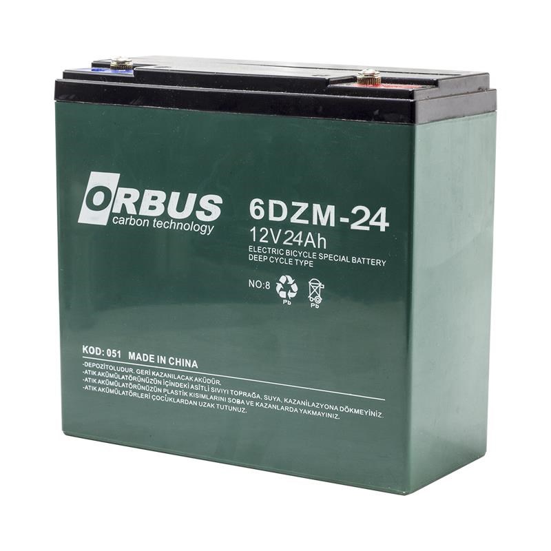 Orbus 6DZM-24 12 Volt 24 Amper Elektrikli Bisiklet Aküsü