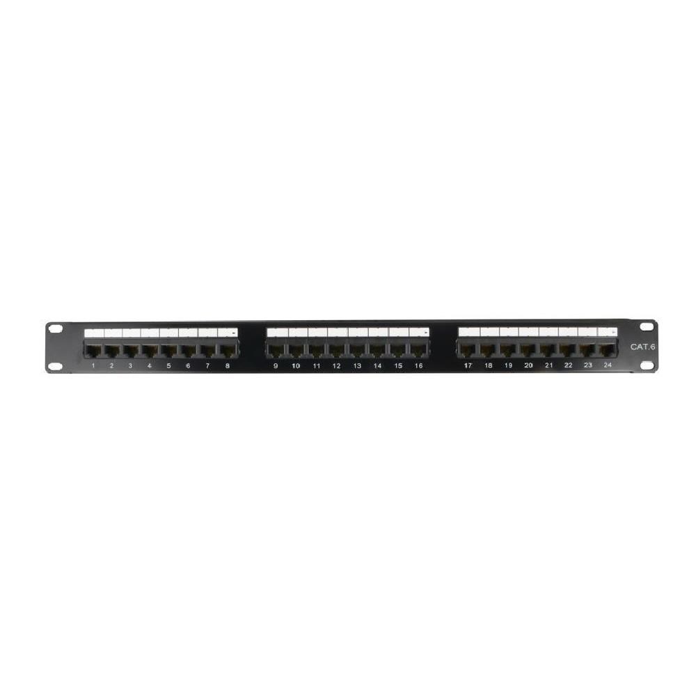 PATCH PANEL SLIDING BLACK 1U 24 PORT CAT6 UTP RAC