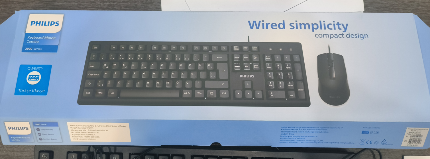 PHILIPS SPT6234 Q Türkçe USB Standart Klavye+ Mouse