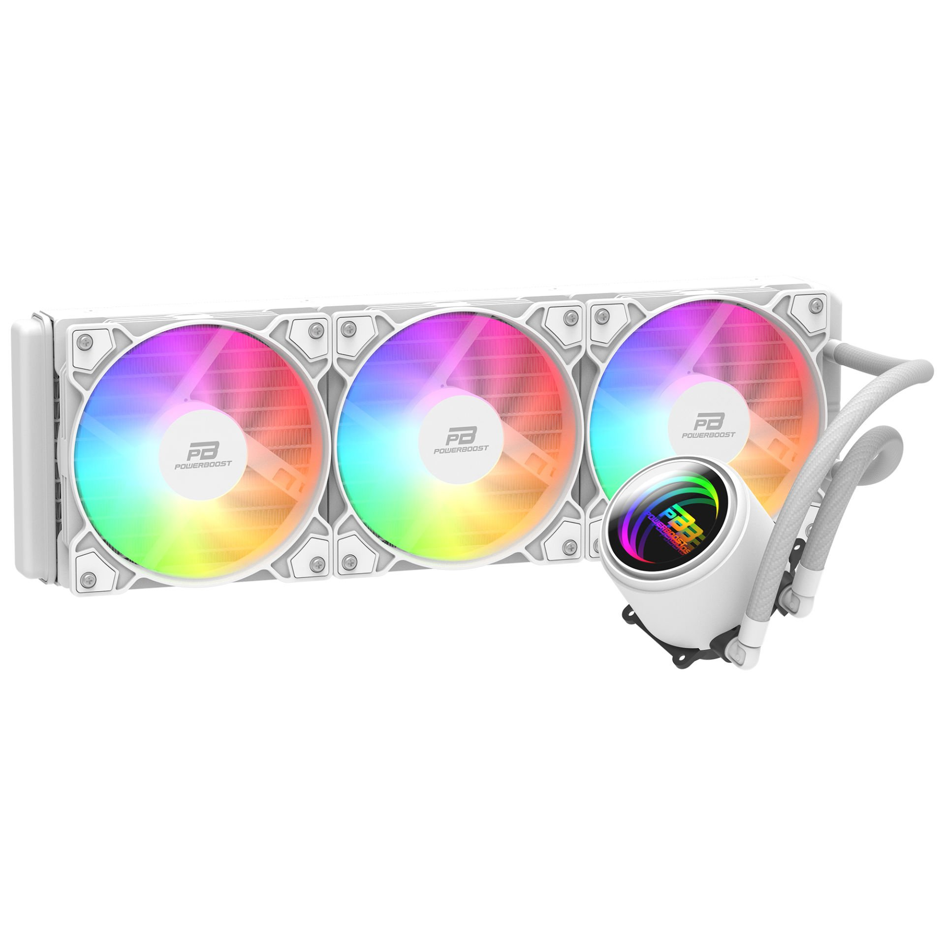 POWERBOOST 360MM CIRCLE 360W Rainbow Fanlı AM5-1851p Sıvı Soğutmalı İşlemci Fanı Beyaz