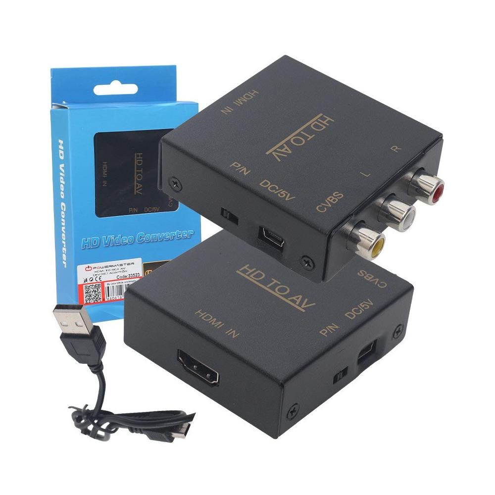 POWERMASTER PM-33523 METAL KASA HDMI To RCA AV ÇEVİRİCİ ADAPTÖR