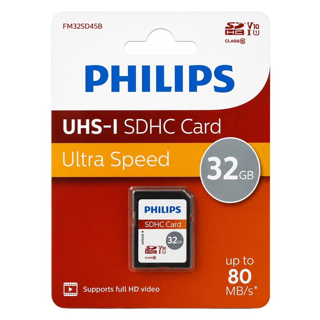Philips FM32SD45B 32GB UHS-I SDHC Ultra Speed Hafıza Kartı 80 MB/s Full HD