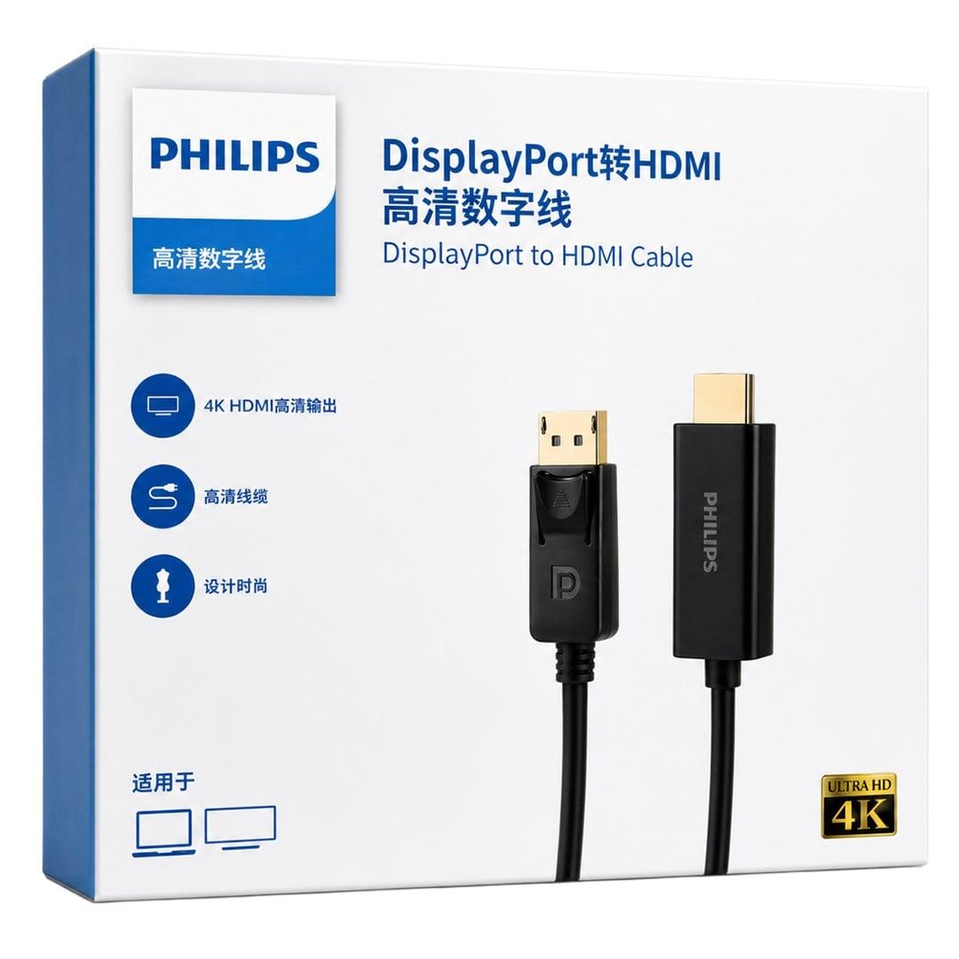 Philips SWA3129A/93 5 Metre DisplayPort to HDMI 4K 30Hz Kablo Altın Kaplama