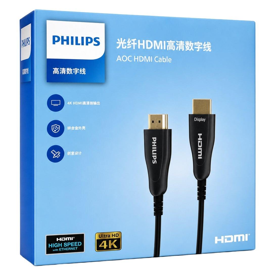 Philips SWR3019W/93 45 Metre 4K 60Hz AOC Fiber Optik HDMI Kablo Çinko Alaşım Gövde