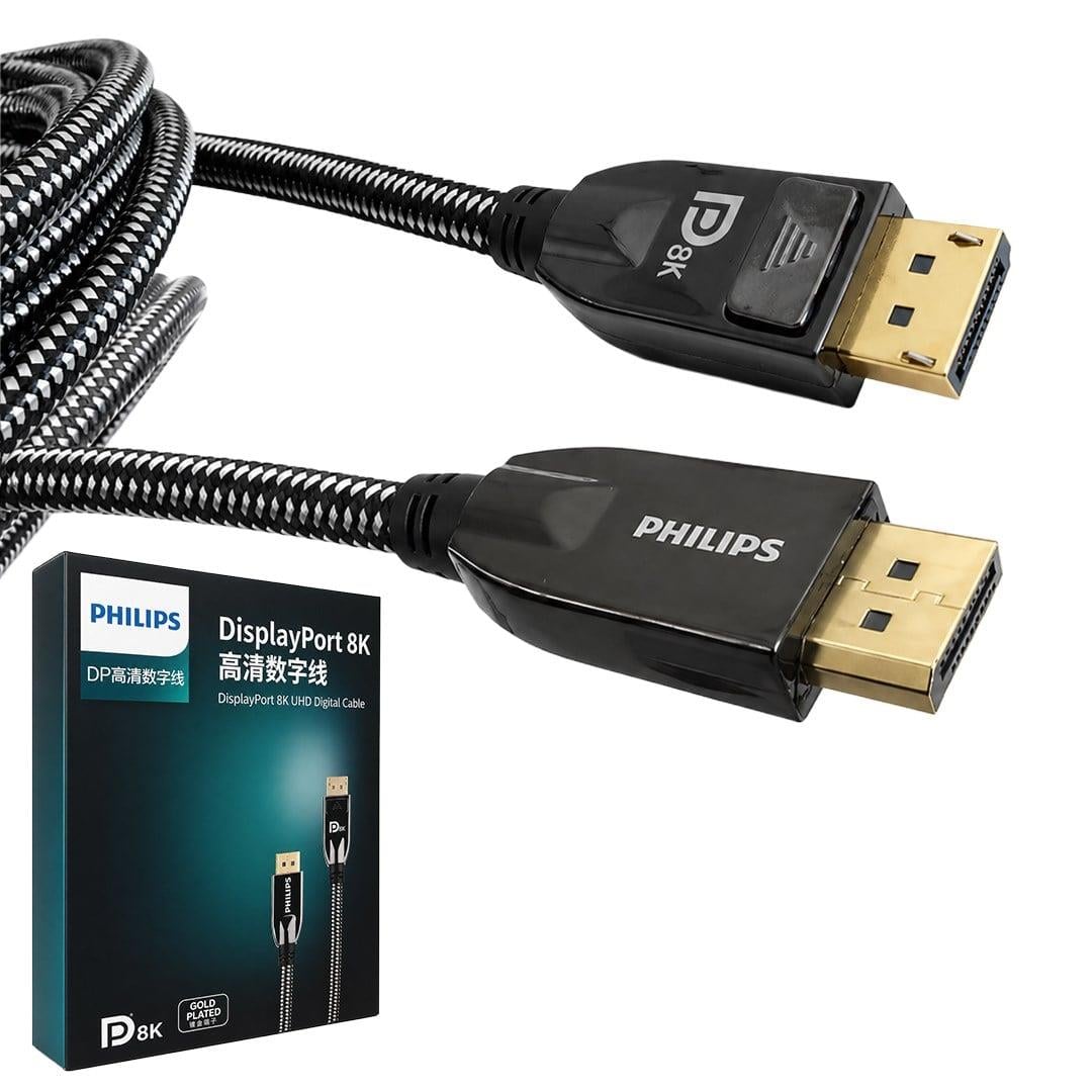Philips SWR3139W/93 2 Metre 8K 60Hz DisplayPort 1.4 Kablo Premium Örgülü Zırhlı