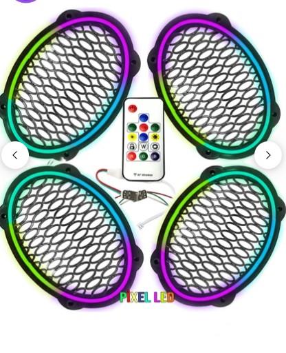 Poke PK-5653 Kumandalı Pixel Led Kapak Animasyonlu 4 Adet Oval Oto Hoparlör