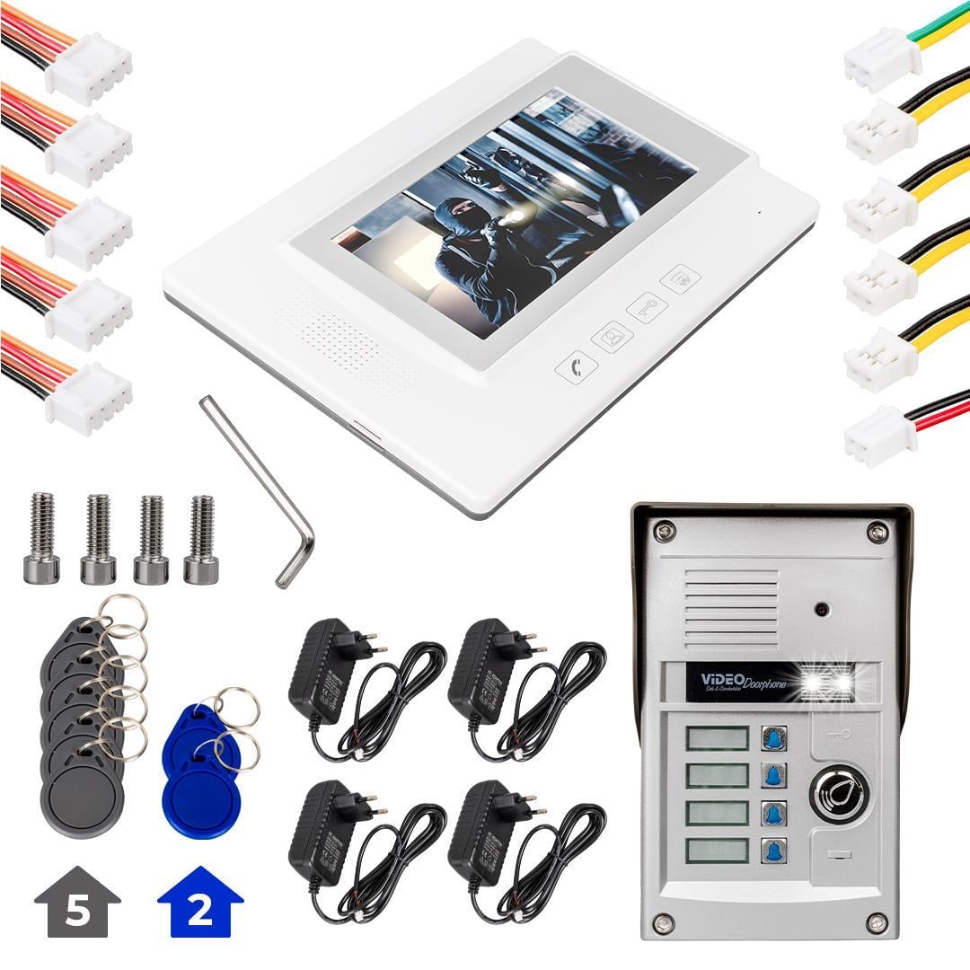 PowerMaster 37T4 3 Daire 7 NFC Destekli Görüntülü Diafon Kapı Zili Interkom Akıllı Ev Güvenliği Sistemi