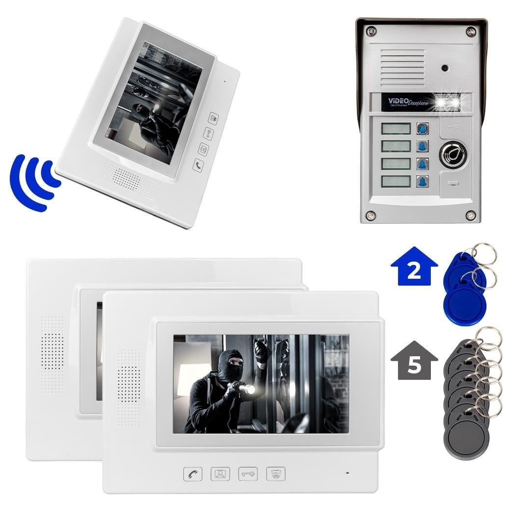 PowerMaster 37T4 3 Daire 7 NFC Destekli Görüntülü Diafon Kapı Zili Interkom Akıllı Ev Güvenliği Sistemi