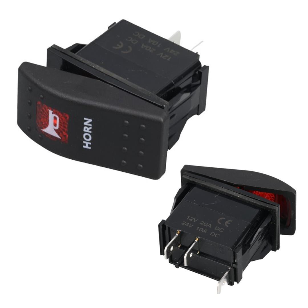 PowerMaster ﻿Korna Sembollü Işıksız Yaylı 2 Pinli On-Off 12-24V Marin Switch