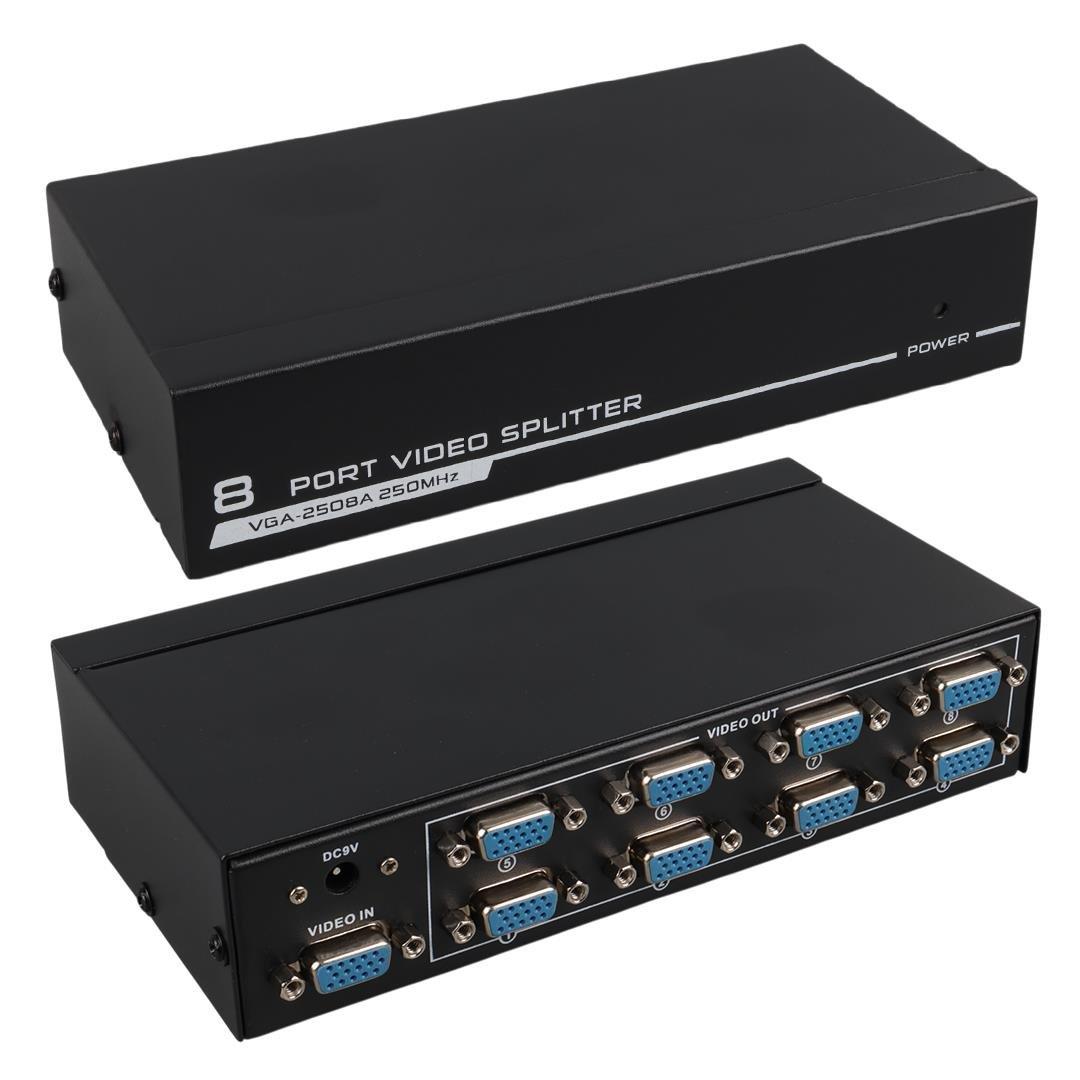 Powermaster VGA-2508A 250 MHz 8 Port 1920x1440 Destekli VGA Video Splitter Dağıtıcı 9 V Adaptörlü