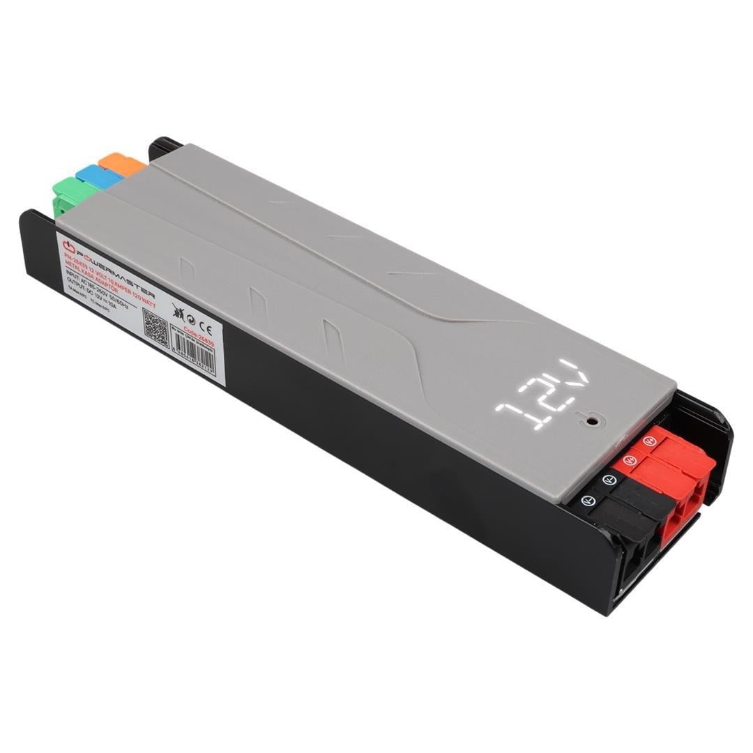 PowerMaster PM-26839 12 Volt 10 Amper 120 Watt Slim Metal Kasa Adaptör 189x51x27mm
