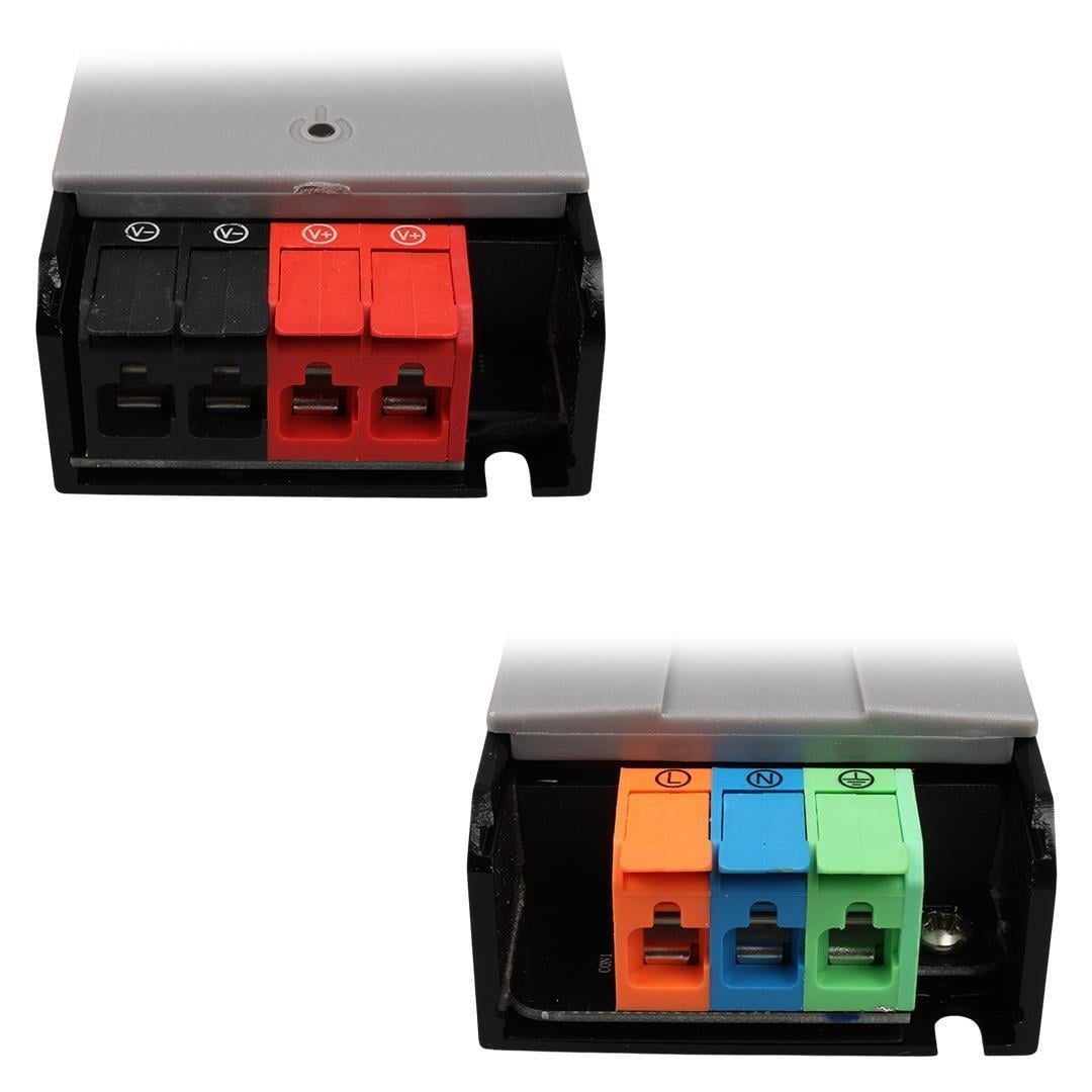 PowerMaster PM-26844 12/24/36/48 Volt 8.4 Amper 200 Watt Metal Kasa Kademeli Adaptör Voltaj Göstergeli 189x51x27mm