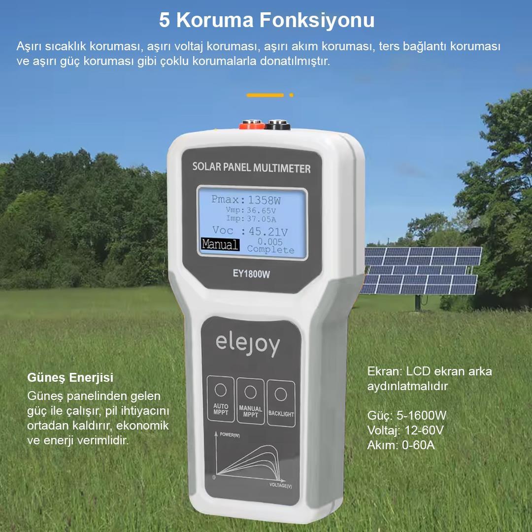 PowerMaster PM-26940 1800 Watt Fotovoltaik MPPT Solar Panel Voltaj Multimetre 12-60V