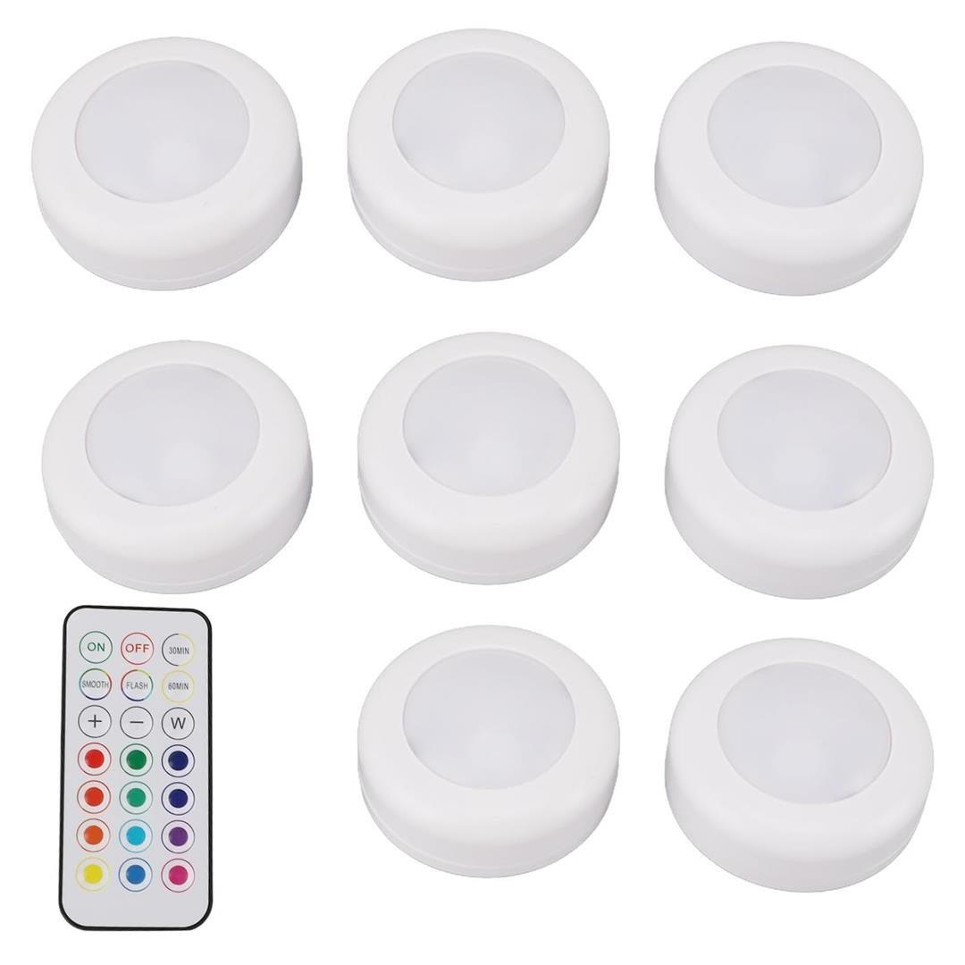 PowerMaster PM-27186 Led Mobilya Merdiven Pilli Aydınlatma 3M Yapışkanlı Kumandalı RGB + 4000K (8li Paket)