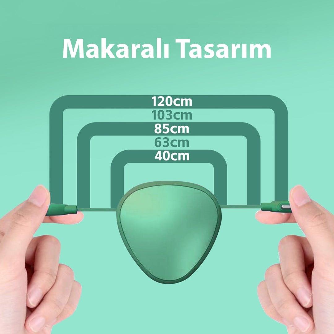 PowerMaster PM-29662 3ü 1 Arada Cep Boy Makaralı 120cm 5 Kademeli Şarj Kablosu