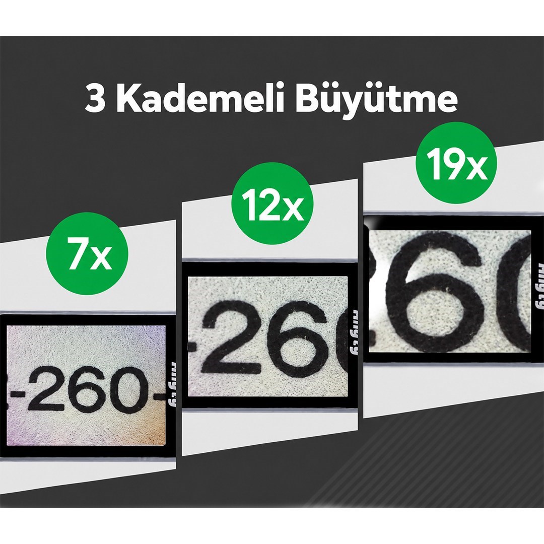 PowerMaster PM-37911 7X-12X-19X Büyütmeli Led Ve Uv Işıklı Taşınabilir Dijital İnceleme Mikroskobu
