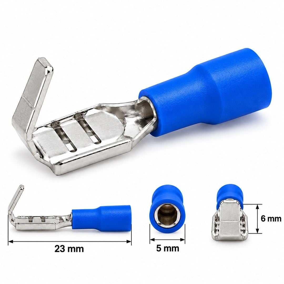 PowerMaster PM-39056 1,5-2,5mm2 Kesit 23x6x5mm Soket Mavi İzoleli Kablo Pabucu (100lü Paket)