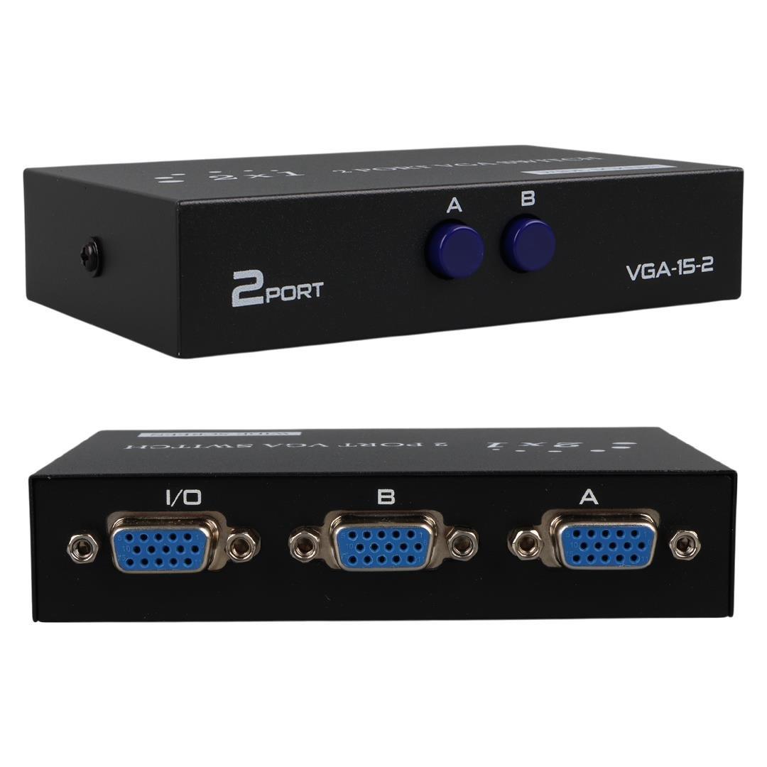PowerMaster PM-4263 2 Port Giriş 1 Çıkış Manuel VGA Splitter Toplayıcı Switch (2 PC 1 Ekran)
